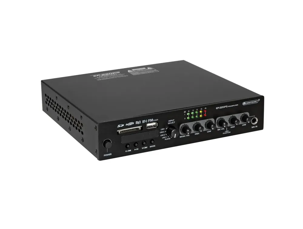 Gratis Versand OMNITRONIC EP-220PS Vorverstärker mit MP3-Player, Bluetooth und FM-Radio 9.5"