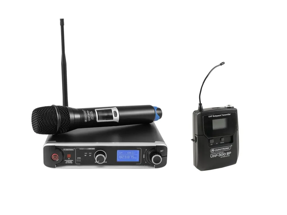 Sale OMNITRONIC Set UHF-301 Empfänger + Sender 823-832/863-865 MHz