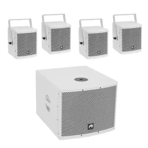 Ausverkauf OMNITRONIC Set MOLLY-12A Subwoofer aktiv + 4x MOLLY-6 Top 8 Ohm, weiß