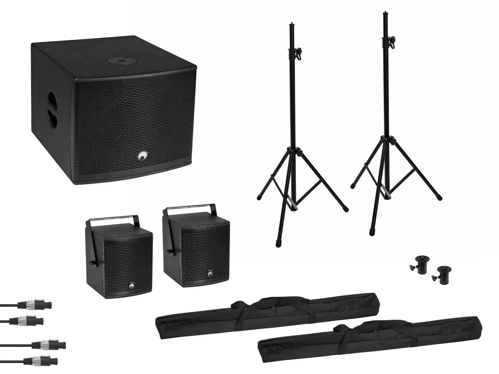 Neuheit OMNITRONIC Set MOLLY 2.1 Aktivsystem Sub + 2x Top + Zubehör, schwarz