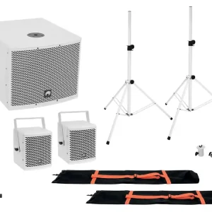 Direkt Vom Hersteller OMNITRONIC Set MOLLY 2.1 Aktivsystem Sub + 2x Top + Zubehör, weiß