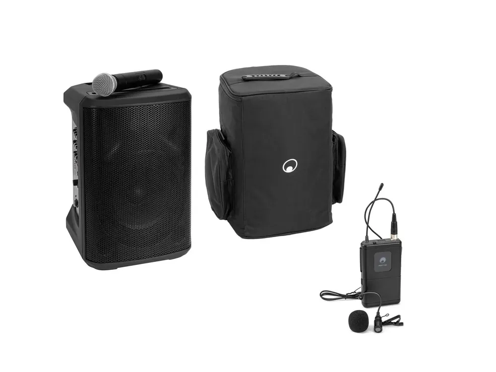 OMNITRONIC Set PORTY-8A Drahtlos-PA-System + Taschensender inkl. Lavaliermikrofon + Soft-bag Schneller Versand