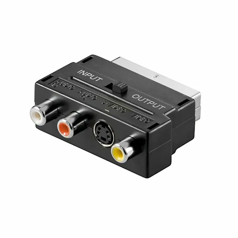 Goobay Scart Video Adapter AV 1x SVHS 3x Cinch Chinch & S-Video Buchse mit IN/OUT Schalter Must-Have