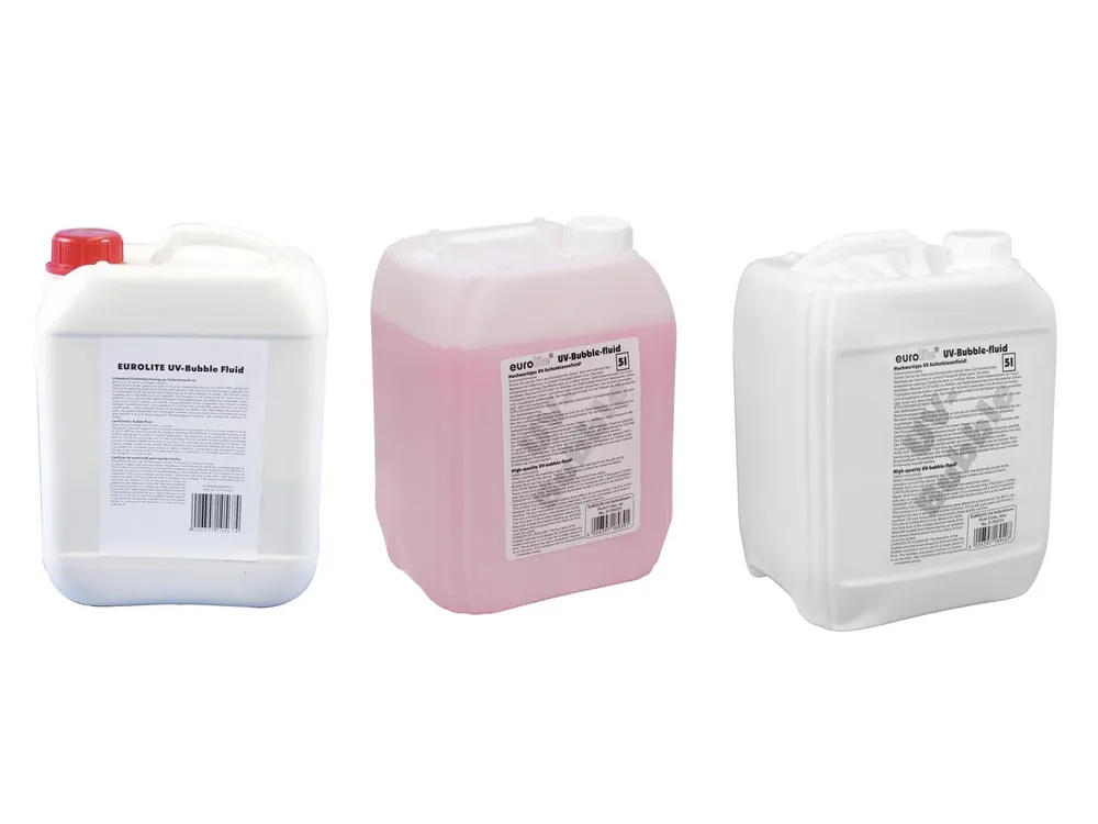 EUROLITE Set 3x UV-Seifenblasenfluid 5l gelb + rot + blau Neuheit